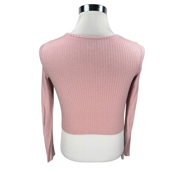 Reformation Crop Top Women’s Small Pink Ribbed Pullover Lightweight Long Sleeve - Picture 5 of 10